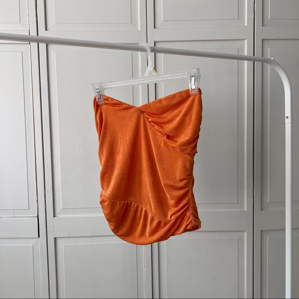 Revolve Superdown Orange Wrap Bustier Top